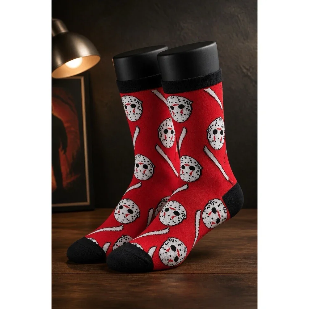 NWOT Men’s Novelty Socks Trendy Cartoon Anime Halloween Friday 13” - Fits 9-11